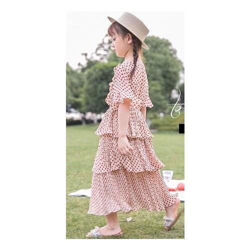 Explosive models girls summer new style princess dress chiffon short-sleeved dress polka dot cake