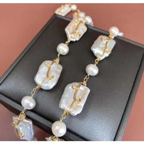 Jewelry 14k Note gold 100% Natural freshwater Baroque Pearl necklace pendant for women