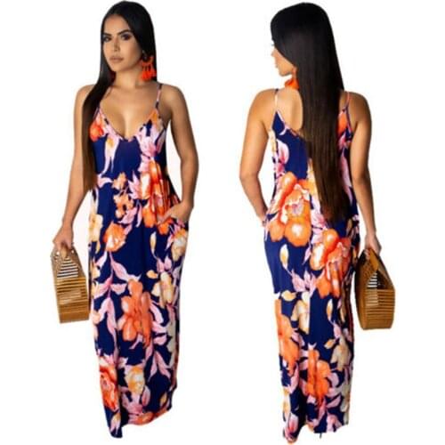 Women´s Summer Boho Floral Long Maxi Evening Cocktail Party Beach Dress Sundress