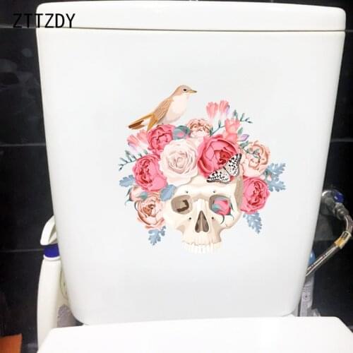 ZTTZDY 23×22.9CM Skull Rose Creative Room Wall Stickers Personality Bathroom Toilet Decoration T2-1529