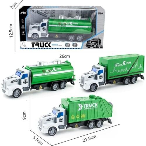 1:48 Return Sanitation Vehicle Can Open The Cover Garbage Truck Sprinkler Container Truck Simulation Model Ornaments Collection