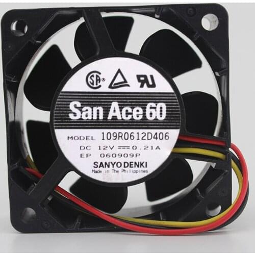 109R0612D406 12V 0.21A 3-wire 6025 6cm chassis mute fan