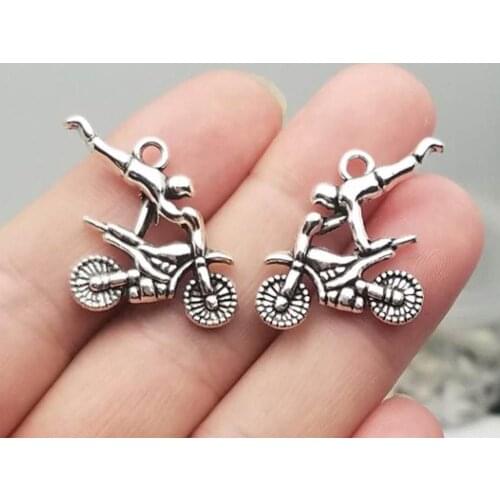 15pcs/lot--25x25mm, Antique silver plated Motorcycle Athletics Charms,DIY supplies,Jewelry accessories