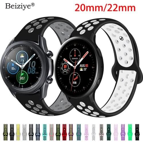 20mm/22mm Watch Band For Samsung Galaxy Watch 3/46mm/42mm/Active 2/Gear S3 Frontier Silicone Bracelet Huawei GT/GT2/2e/Pro Strap