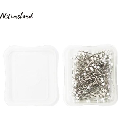 250Pcs Sewing Pins White Glass Ball Head Pins with Clear Plastic Box for Sewing DIY Dressmaking Quilting Pins Jewelry Decoration