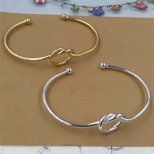 5Pcs DIY Metal Bangle Bracelet Line Twist Knot Gold Silver Bangle Gift for Women Girl