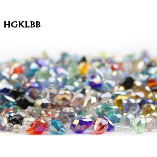 HGKLBB 50pcs Austrian crystal beads Waterdrop Pendant 5*8mm Teardrop glass loose beads for jewelry making bracelet Earrings DIY