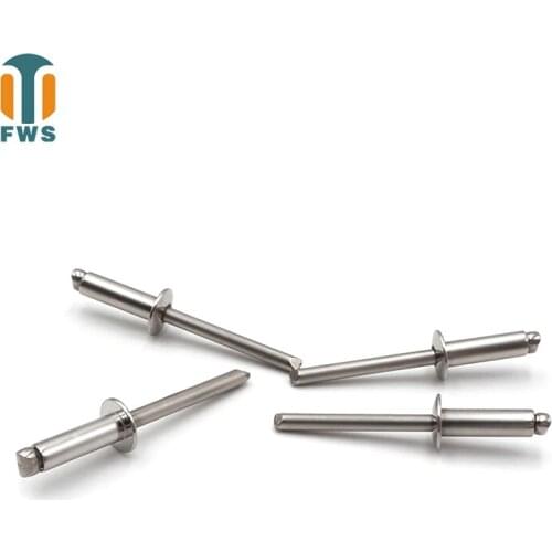 50 PCS M4.8 M5 20-35mm DIN EN ISO 15983 GB /T 12618.4 Stainless Steel Open End Blind Rivets Pop Rivets With Protruding Head