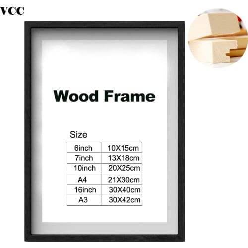 Nature Solid Simple Wooden Picture Frame A4 A3 Black White Coffee Wood Color Photo Frame with Mats for Wall Poster Frame
