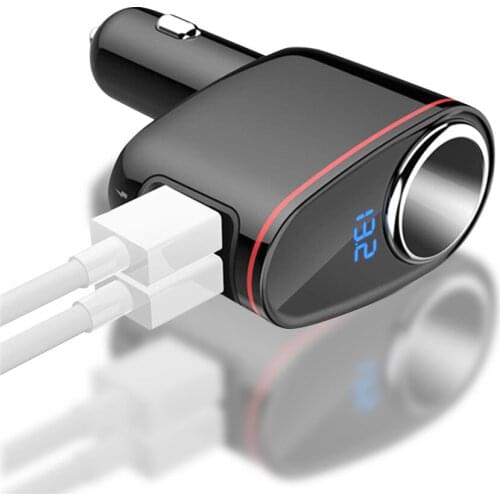 Dual USB Car Charger LED Dispaly Fast Charging Adapter Lighting Quick Data Cable For iphone 7 8 Plus X XS MAX XR Huawei P20 P30