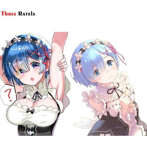 Three Ratels FC591 Re zero Rem render Anime girl pvc fridge large auto sticker for decoration decals for car laptop decal