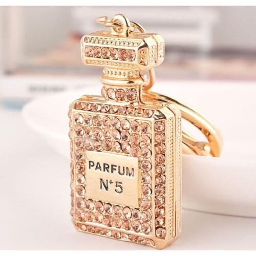 Perfume Fragrance Bottle Crystal Keyring Charm Pendant Purse Bag Key Chain