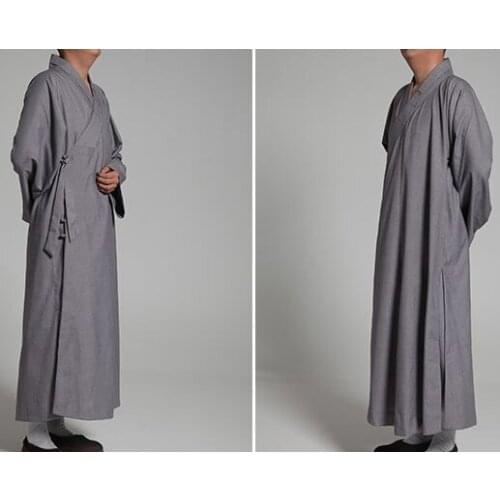 UNISEX thick cotton Buddhist Monks zen robelay clothing uniforms Lay meditation clothes Autumn&Spring martial artssuit greygray