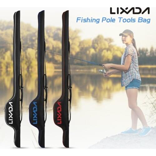 Lixada 63'' Fishing Pole Bag Fishing Rod Case Folding Fishing Pole Holder Waterproof Rod Tackle Organizer Storage Bag Softcase