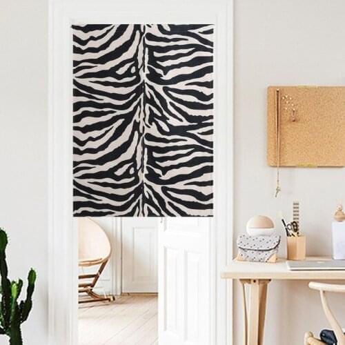 Zebra Black Door Curtain Geometric Noren Tapestry for Study Home Decor Bedroom Kitchen