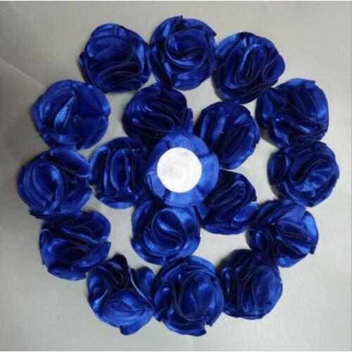Diy 100Pcs/Bag 3.5cm Royal Blue Rose Flowers Satin Rose Ribbon Flowers DIY For Make Wedding Bouquet Flower AccessoriesViolet