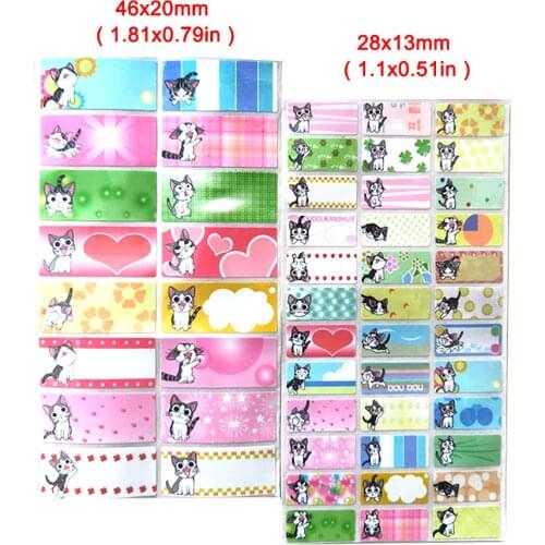DIY Cartoon Cat Pattern Waterproof Blank Name Stickers Custom Girl Personal Sticker Personalized Handwritten Stationery Label