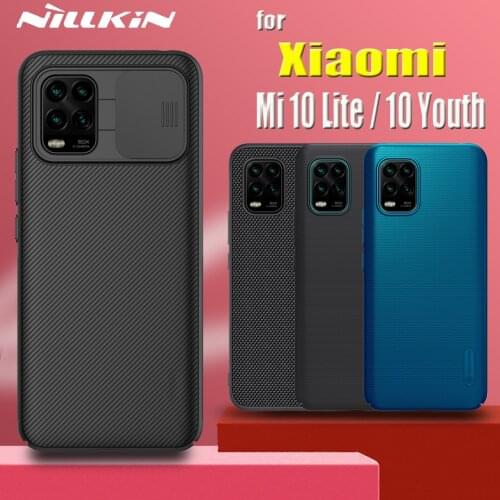 For Xiaomi Mi 10 Lite Case Mi10 Youth 5G Nillkin Slide Camera Protection Lens Protect Privacy Frosted Hard Textured Fiber Cover