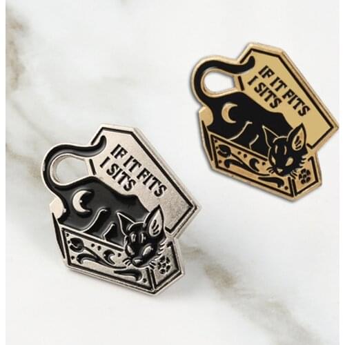 Cat Story ! Meowth Super Lovely Lazy Cat In Box IF I FITS I SITS Hard Enamel Cartoon Animal Brooches Lapel Pins Jewelry