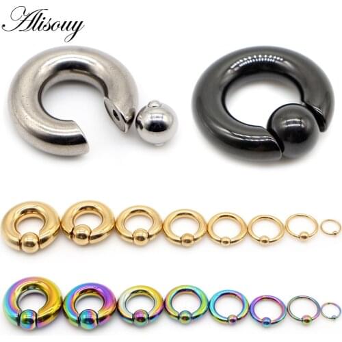Alisouy 1 PC Big Stainless Steel Captive Hoop Rings BCR Eyebrow Tragus Ear Piercing Nose Nipple Bar Lips Large Body Jewelry