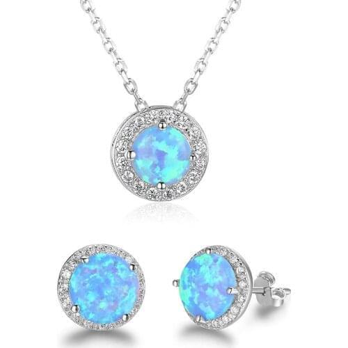 XIYANIKE 925 Sterling Silver Simple Style Natural Crystal Charm Engagement Jewelry Sets Women Ear Accessories Pendant Necklace