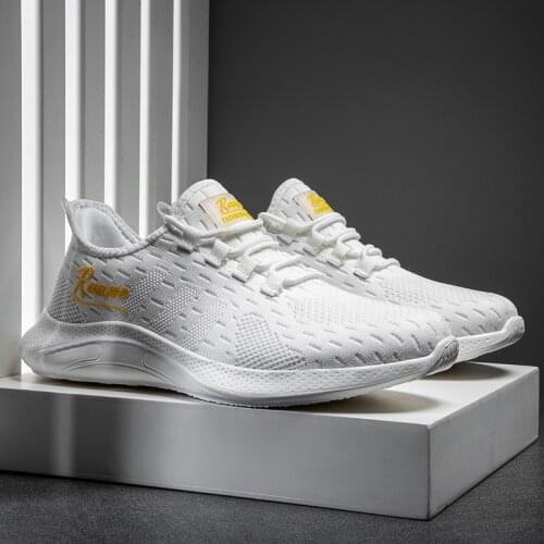 White Mens Sneakers Shoes Mesh Breathable Outdoor Running Sports Shoes Lightweight Comfortable Chaussure Homme Casual Big Size