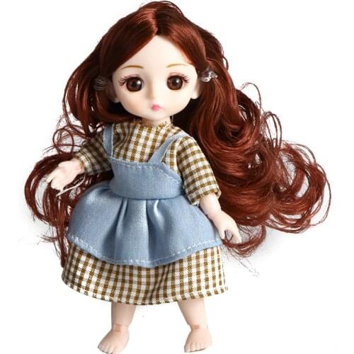 Cute 13 Movable Jointed Body 16cm Dolls with Clothes Mini BJD Baby Doll Fashion Baby Girls Dress Dolls Toy For Girl Gifts