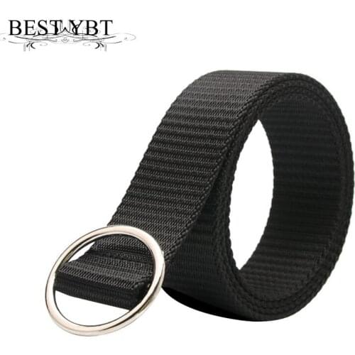 Best YBT Unisex belt new nylon Alloy Round buckle decoration Women belt high quality casual cowboy Women and Men belt
