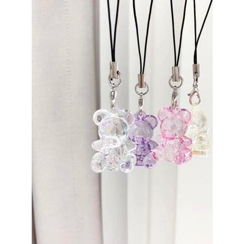 Cute Little Transparent Candy Bear Smart Phone Strap Lanyards for iPhone/Samsung Case Strap Decoration Mobile Phone Strap Rope