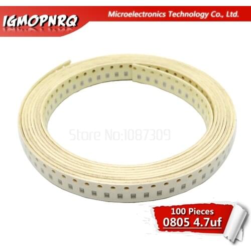 100pcs 4.7UF X5R Error 10% 10V 0805 475 SMD Thick Film Chip Multilayer Ceramic Capacitor