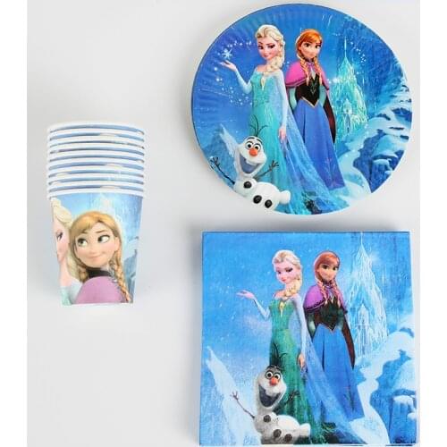 Disney Frozen birthday party Tableware Set Total 40pcs/lot paper Cup plate kids Girls Favor Birthday Party Decorations Supplies