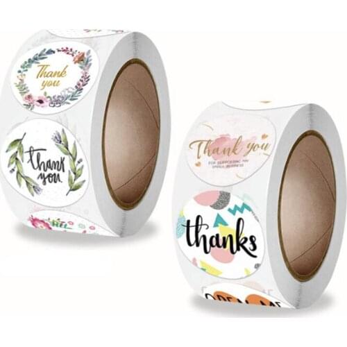100PCS Thank You Stickers Labels Water Color Block Paper Sticky Sticker Decoration Scrapbook Sealing Stationery Supplies