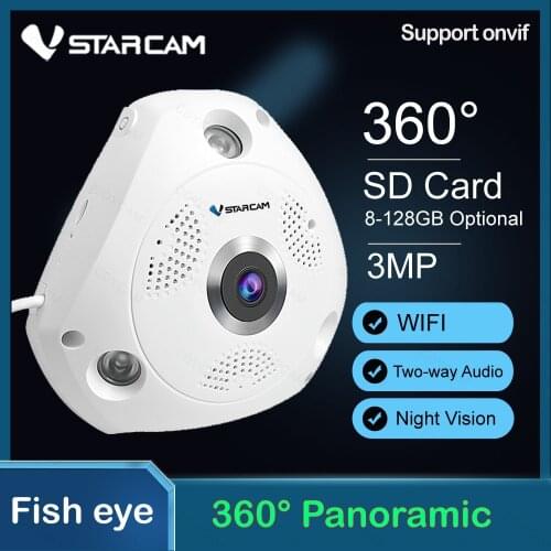 Vstarcam 360 Degree Panoramic Wifi Camera 3MP FIsheye IP Camera 3D Surveillance Security Camera IR Night Vision Two way intercom