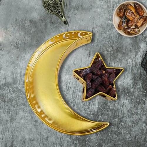 Ramadan Festival Tray Muslim Moon Star Tranditional Serving Tray Dessert Plate Kitchen Items Food Trays Decorative Tray #T3G