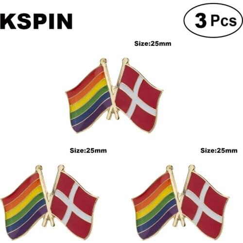 Rainbow & Denmark Lapel Pin Brooches Pins Flag badge Brooch Badges