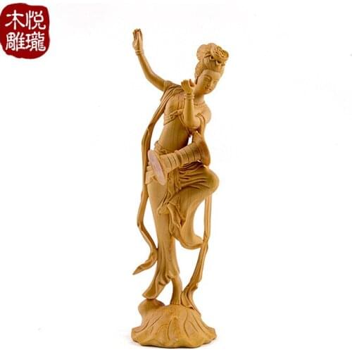 Wood carving Music performance Dancer, wood crafts gift Home desktop decoration office ornaments(A1129)