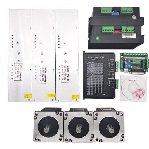 CNC Motor Nema34 Stepper Motor 8.5N.m/12N.m +DM860A Stepper Motor Driver+60v Power Supply+1*3 Aixs Breakout Board for CNC Router