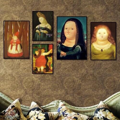 Nordic Funny Art Mona Lisa Canvas Paintings By Fernando Botero Famous Unframed Canvas Painting For Living Room Decor Home