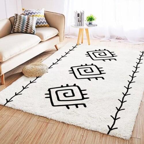Nordic Fluffy Carpet For Bedroom Area Rug Morocco Black White Carpet For A Big Living Room Sofa Area Rug Study Room Floor Mat