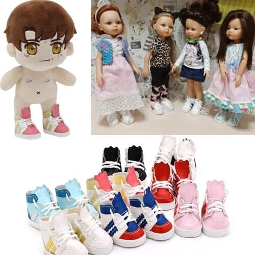 5.3*2.8cm Mini Doll Sports Shoes For 14.5inch Dolls as Fit 20cm Plush EXO 1/4 BJD Dolls Canvas Sneakers Boots Accessories Toys