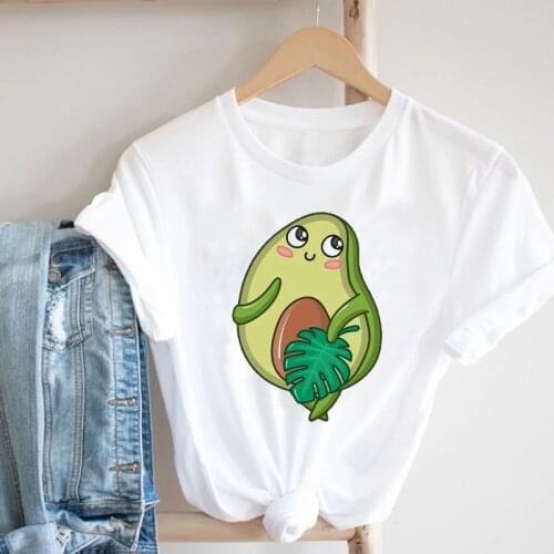 Women Casual Fruit Avocado Funny Trend Short Sleeve Spring Summer Fashion Clothes Print Tee Top Tshirt Female Graphic T-shirt