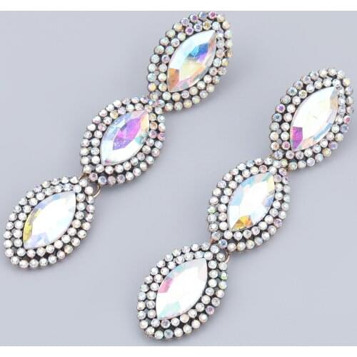 Pauli Manfi Fashion Simple Metal Oval Glass Rhinestone Earrings Womens Popular Creative Party Jewelry Accessories