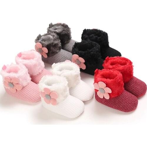 2020 Baby First Walker Winter Snow Boots Cute Flowers Shoes Newborn Baby Girl Boys Causal Anti-slip Shoes Soft Sole Prewalker