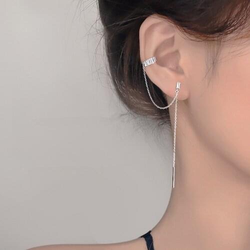 1 Pcs 925 Sterling Silver Tassel Crystal Stud Earrings For Women Wedding Female Pendientes Moda Aretes De Mujer eh705