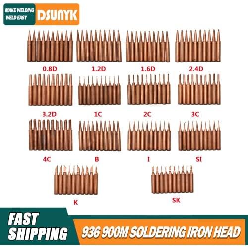 10pcs a pack of pure copper soldering iron Tsui 936 soldering iron lead-free environmentally friendly soldering iron head