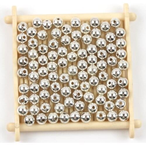 30-400pcs 3 4 6 8 10 12mm Silve Plated CCB Beads Round Seed Spacer Loose Beads For Jewelry Making Handmade DIY Bracelet Necklace