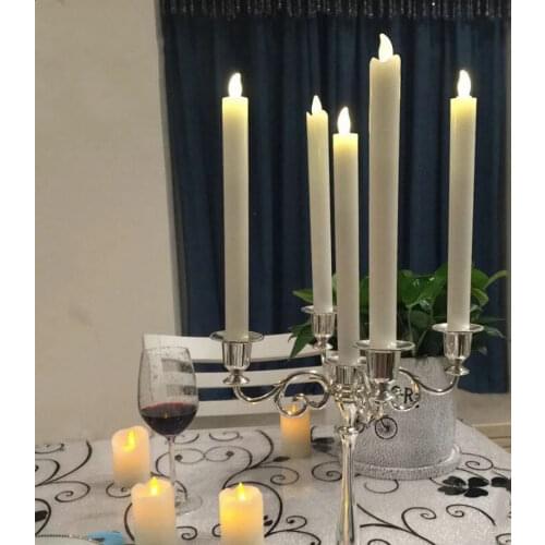 5pcs/lot Led battery operate Flameless taper candle lamp candlestick Home Wedding Xmas Holiday table party decor Amber-H24cm
