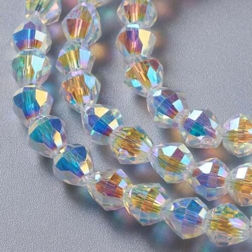 50Pcs Faceted Austrian Crystal Glass Beads AB Clear Rondelle Loose Spacer Bead For DIY Necklace Bracelets Craft Jewelry Making