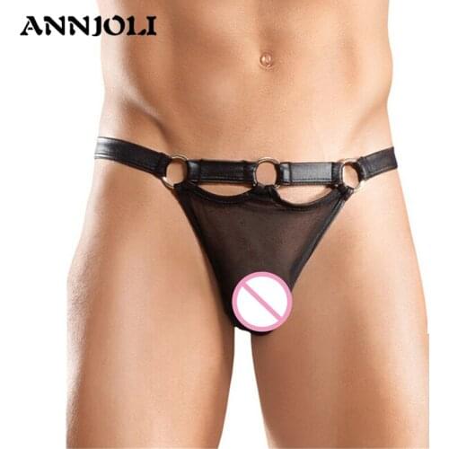 ANNJOLI New Sexy G-strings Flip Flops Gays Fishnet Sex Underwear for Man Briefs Body Harness Exotic Lingerie Men Fetish Panties