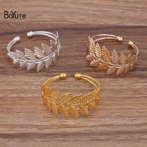 BoYuTe (5 Pieces/Lot) Metal Olive Branch Bangle Bracelet Base Factory Supply Handmade Diy Jewelry Accessories Materials